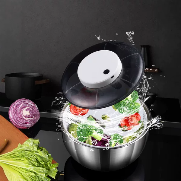 Household Vegetable Washing Basin, Vegetable Salad Dehydrator, Hand-Cranked Spinner, Electric Fruit and Vegetable Draining Basket, Kitchen Dehydrator