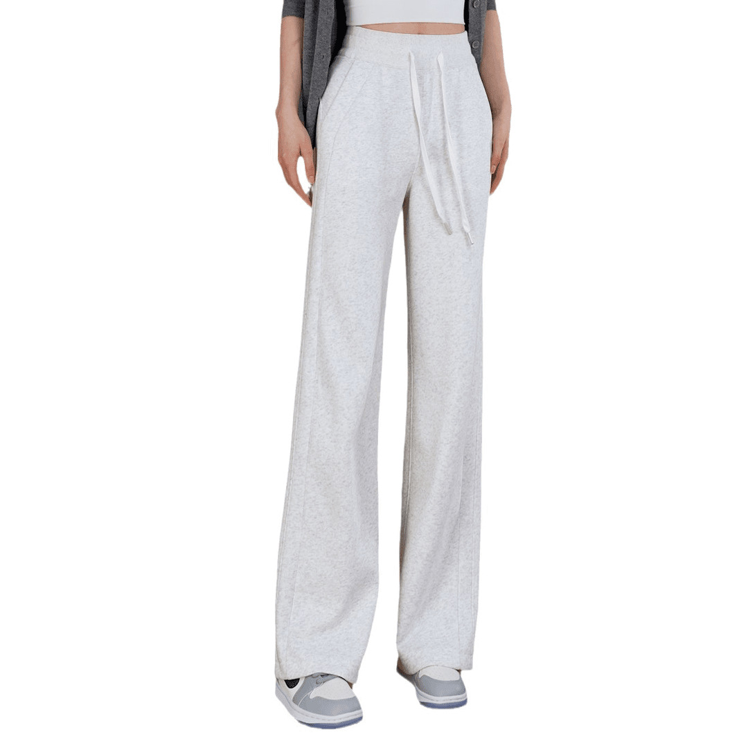 2024 nueva versión estrecha de primavera y verano de pantalones anchos de cintura alta que son delgados, sueltos y versátiles, pantalones casuales de moda drapeados para uso exterior