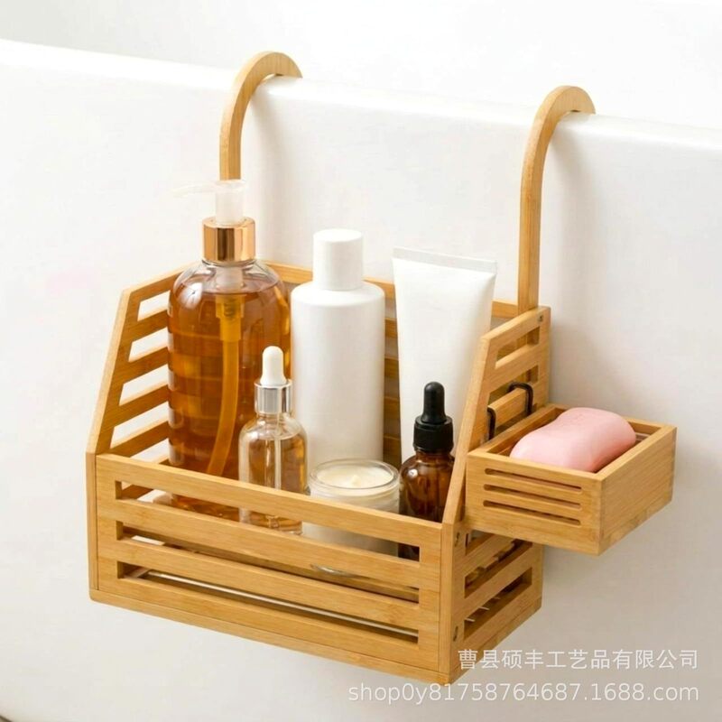 Wooden Shower Storage Rack, Hanging Bathtub Basket, Shower Storage Rack, Toiletries Storage Rack, Draining Rack Wooden Shower Storage Rack, Hanging Bathtub Basket, Shower Storage Rack, Toiletries Storage Rack, Draining Rack