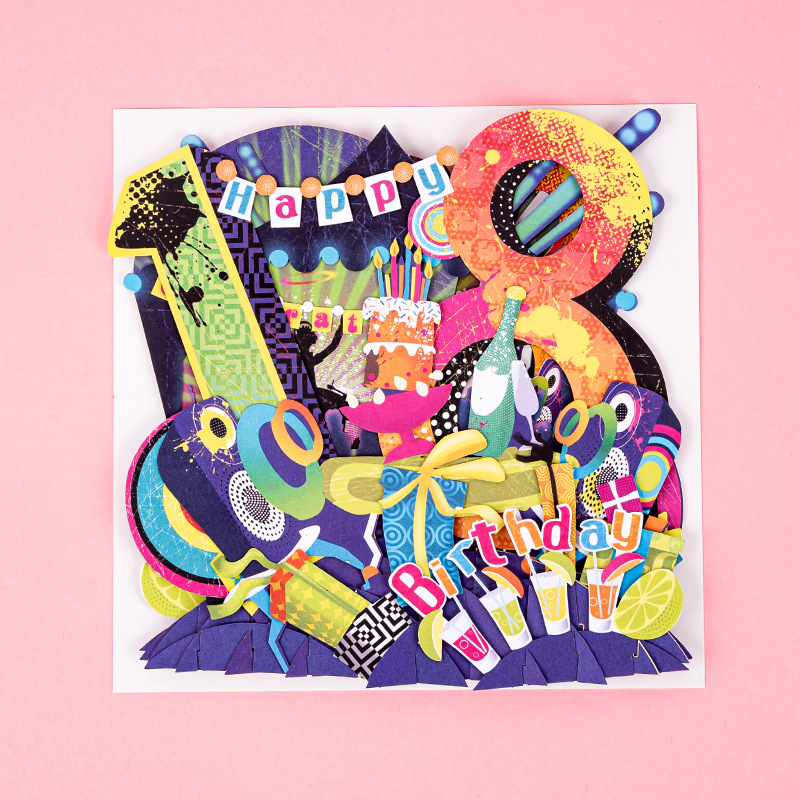Nuevo 18 años panal tridimensional decoración tarjeta de cumpleaños