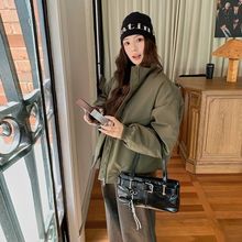 美式飞行服夹克棉服女2025新款立领棒球服夹棉情侣大码宽松短外套