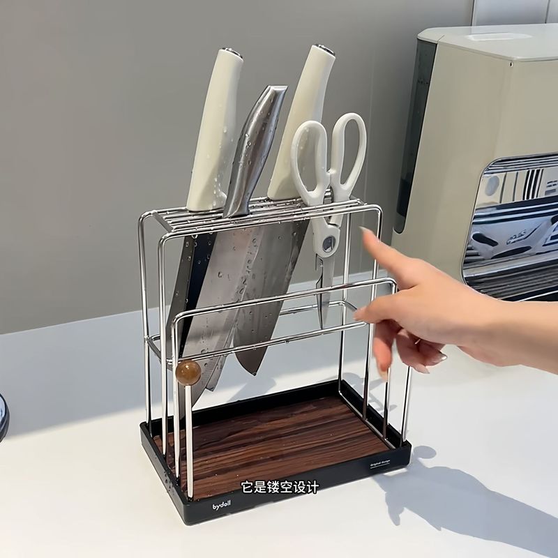 刀架置物架刀具收纳架2025新款刀架菜板架一体家用沥水台面刀具架|undefined