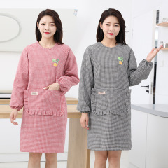New Cotton Apron with Extended Cover-up Coat Anti-stain Home Long Sleeve Apron Adult Cover-up Pure Cotton Kitchen Home Use