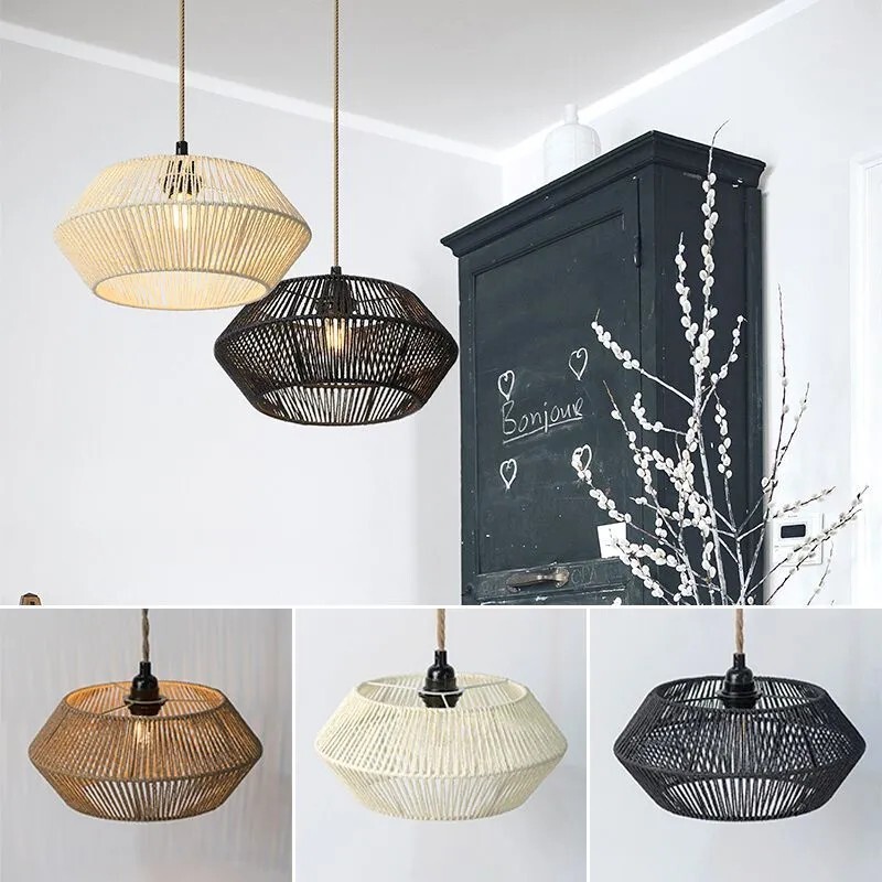 New Hand-Woven Paper Rope Chandelier Lampshade Balcony Restaurant Atmosphere Lighting B&B Hotel High-End Lighting