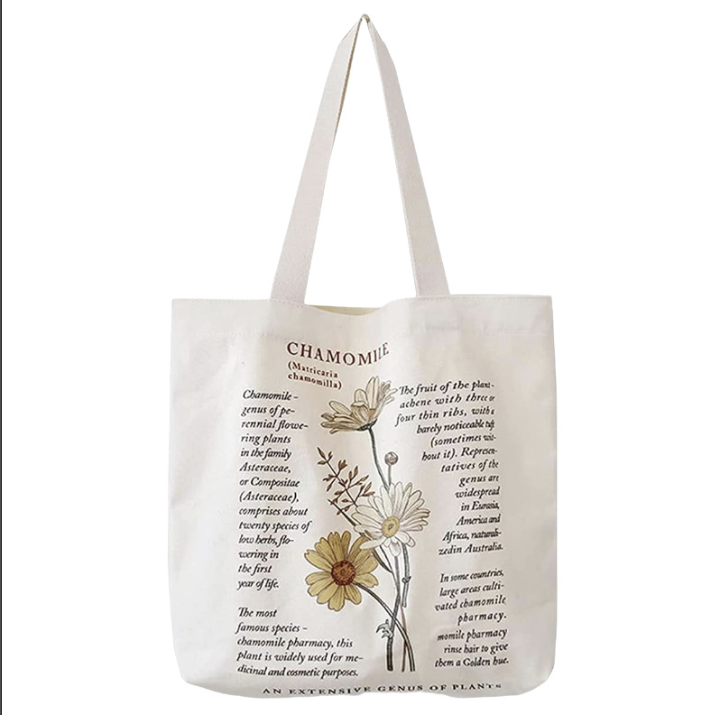 Amazon Cross-border de doble cara impresión margarita abeja flor bolsa de lona fábrica personalizada bolsa de viaje de un solo hombro al por mayor