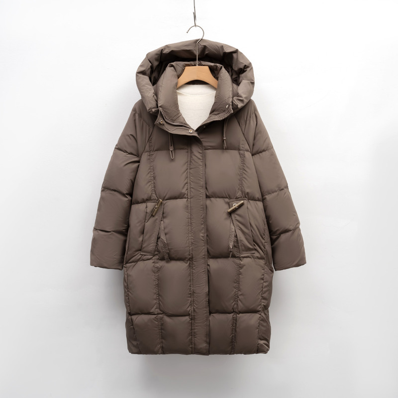 Pinghu Down Jacket Women's Middle and Long Winter New Korean Fashion Bread Clothes Thickened Warm White Duck Down Jacket Pinghu Down Jacket Women's Middle and Long Winter New Korean Fashion Bread Clothes Thickened Warm White Duck Down Jacket
