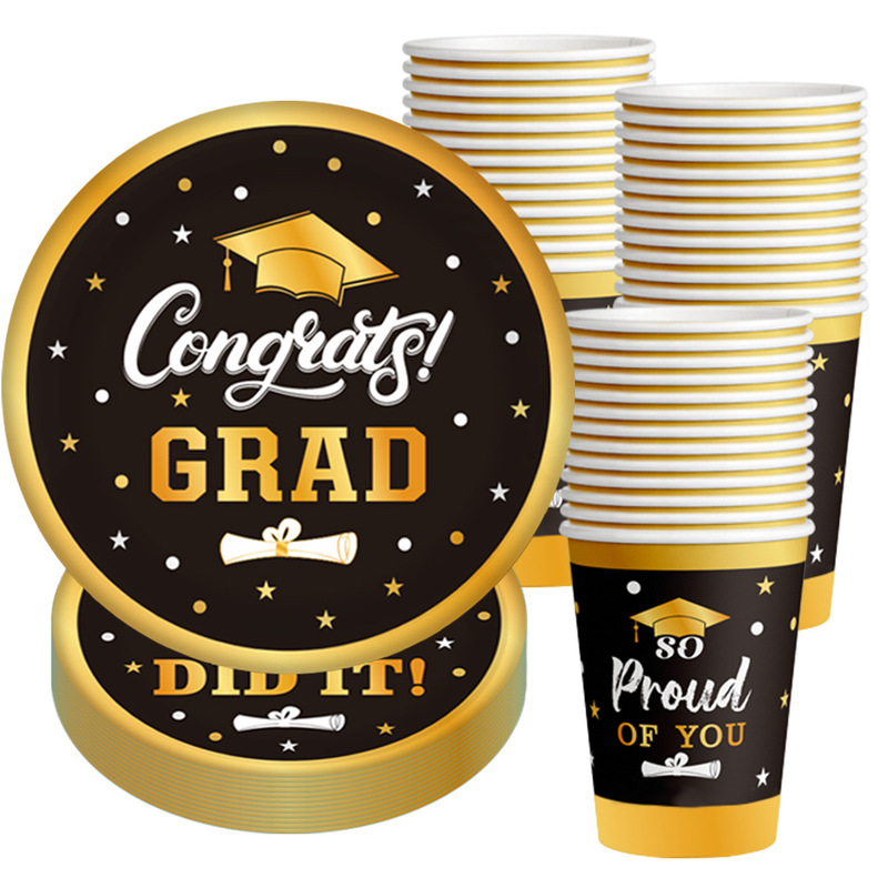 2024 Amazon Graduation Season Party Layout Paper Cup Tray suit Disposable Graduation Banquet Layout Paper Cup Tray