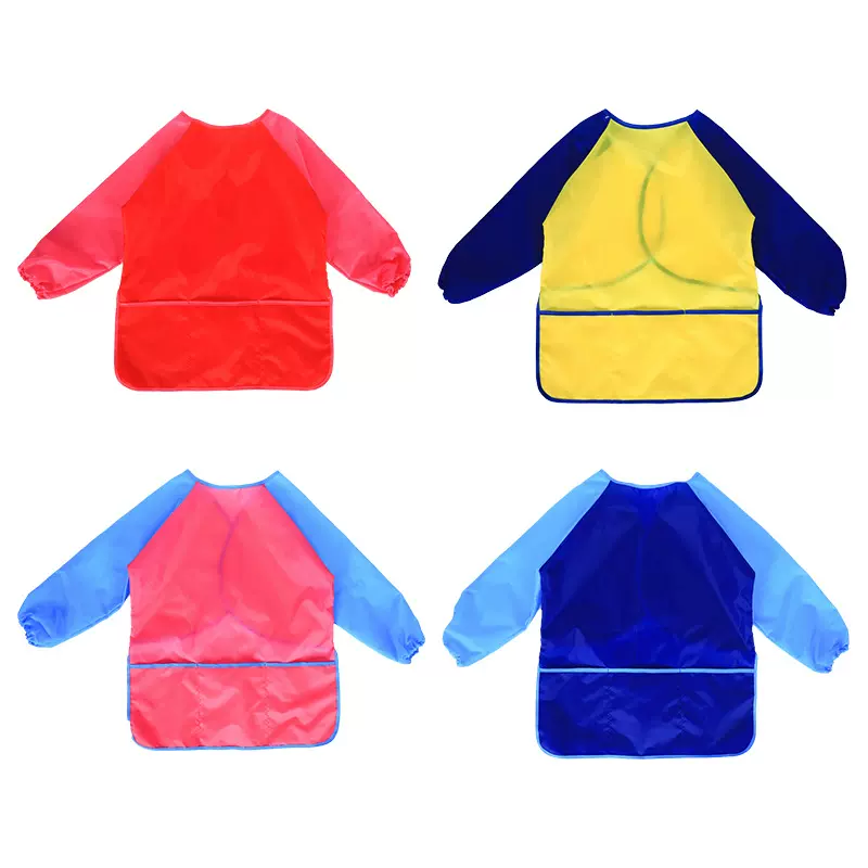 跨境亚马逊幼儿园长袖画画围裙防水防污反穿罩衣美术绘画衣服儿童