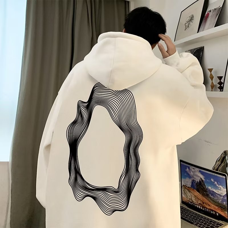 American-style high-end super nice sweater men's 2023 autumn and winter fashion brand retro heavy hooded jacket top