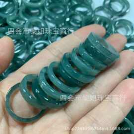 天然翡翠危料蓝水方戒指男女戒指情侣对戒翡翠指环跑环手指饰品