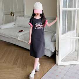 女童夏装连衣裙2025新款网红儿童装长裙夏天T恤裙夏女孩洋气裙子