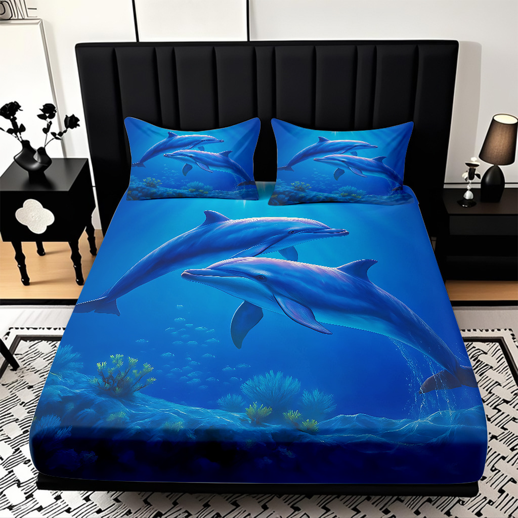 TEMU / JIT Mattress Kits de animales submarinos impresión digital HD ropa de cama