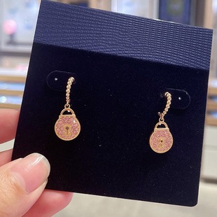 【New Product】Shi Jia 1:1 Romantic Love Soft Pink Lanxin Lock Earring Charming Heart Lock Concentric Lock Earring
