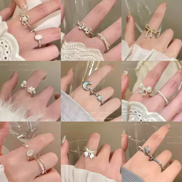 Ins wind pearl zircon butterfly ring women's niche high-end feeling retro cold feeling temperament open ring wholesale