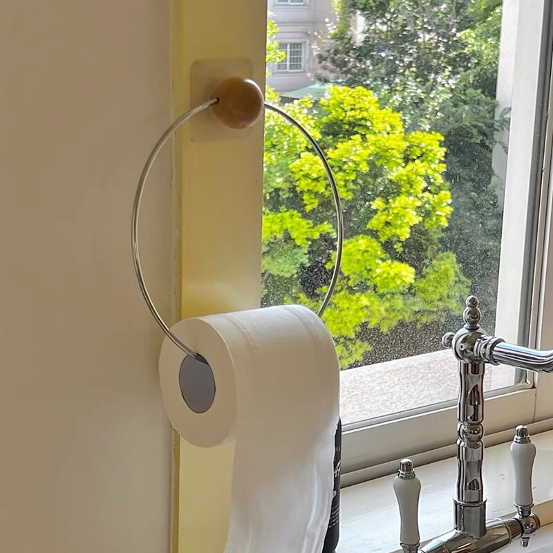 Nordic Modern Bathroom Non-perforated Ring Towel Rack Bathroom Simple Bath Towel Rack Ring Wall Hanging Hand Towel Rack