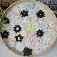 刺繍立体手縫い花ウェディングドレスベールジュエリー装飾レースビーズラインストーンレース布ステッカー付属品材料
