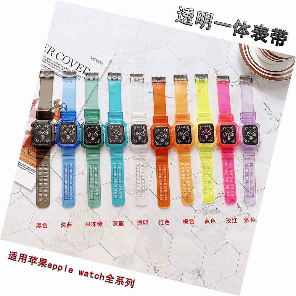 Suitable for Apple S8 Watch Strap Iwatch76Se54 Glacier Transparent Pure Color Applewatch Silicone Strap