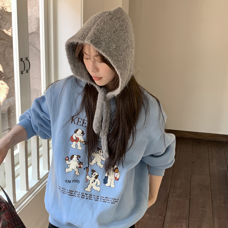 韩系甜妹减龄针织帽巴拉克拉法帽秋冬保暖时尚潮流新款针织帽子女|undefined