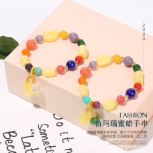 批发水晶手链女多宝玛瑙仿蜜蜡手链原创民族风手串生日礼品小饰品