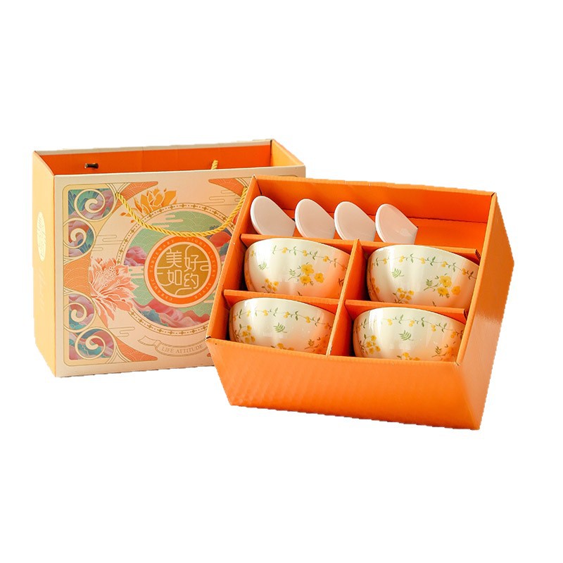Primavera platos y platos de alta cara esmaltado cubiertos de cerámica de color caja de regalo de eventos de la empresa regalos de vacaciones