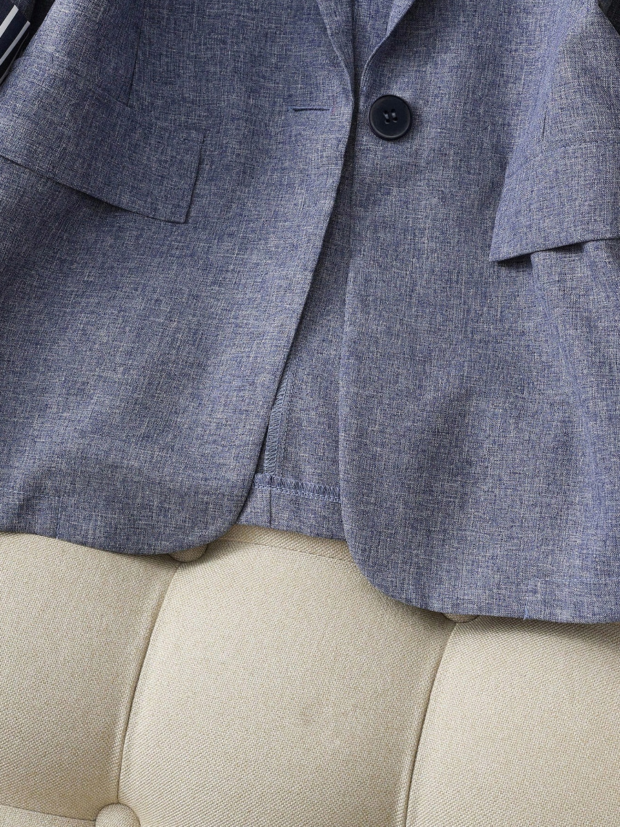 Women's Slim Fit Blazer Quarter Sleeve Single Button Casual Jacket_voghion.com