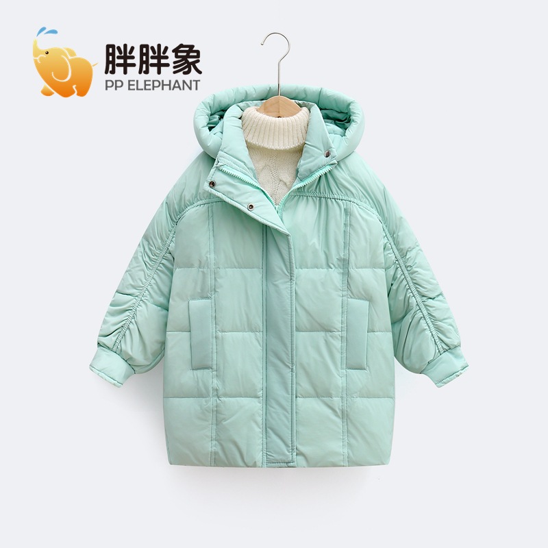 90% de invierno para Niñas Ropa para niños niñas con capucha cálida chaqueta de media longitud alargada larga