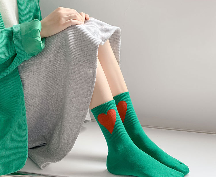 Nylon, Cotton Fabric Type Women's Simple Style Heart Shape Nylon Cotton Crew Socks A Pair