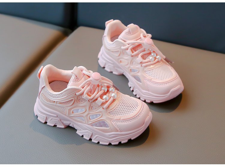 Chunky sneakers för flickor andas mesh med plattform_voghion.com