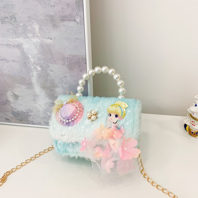 Hermosa mochila de niña pequeña moda de moda mochila portátil, princesa dama mochila de perlas, mochila de hombro