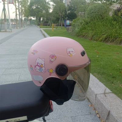 Motosiklet kaskı (dəbilqə): ear protection adjustable helmet half helmet - black-long-light-pink-no-15-1-5-years-old-ear-protection-jz