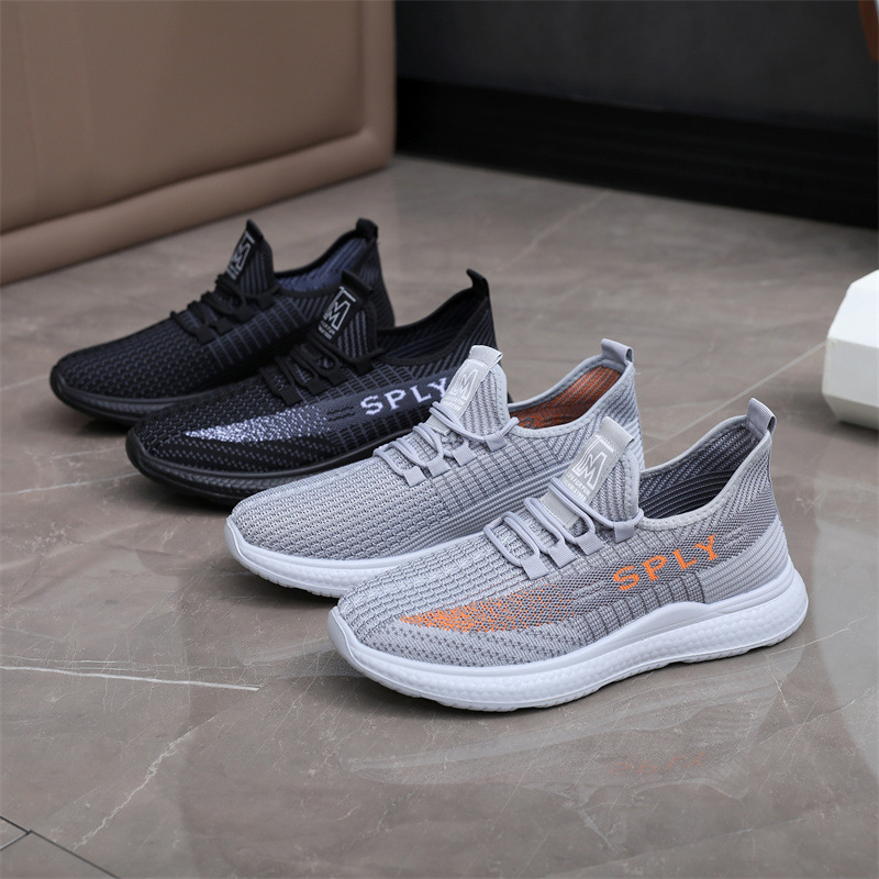 Men's New Non-slip Soft Sole Autumn and Winter Shoes Middle-aged and Elderly Walking Shoes Dad Shoes Fly-woven Breathable Casual Sports Coconut Shoes