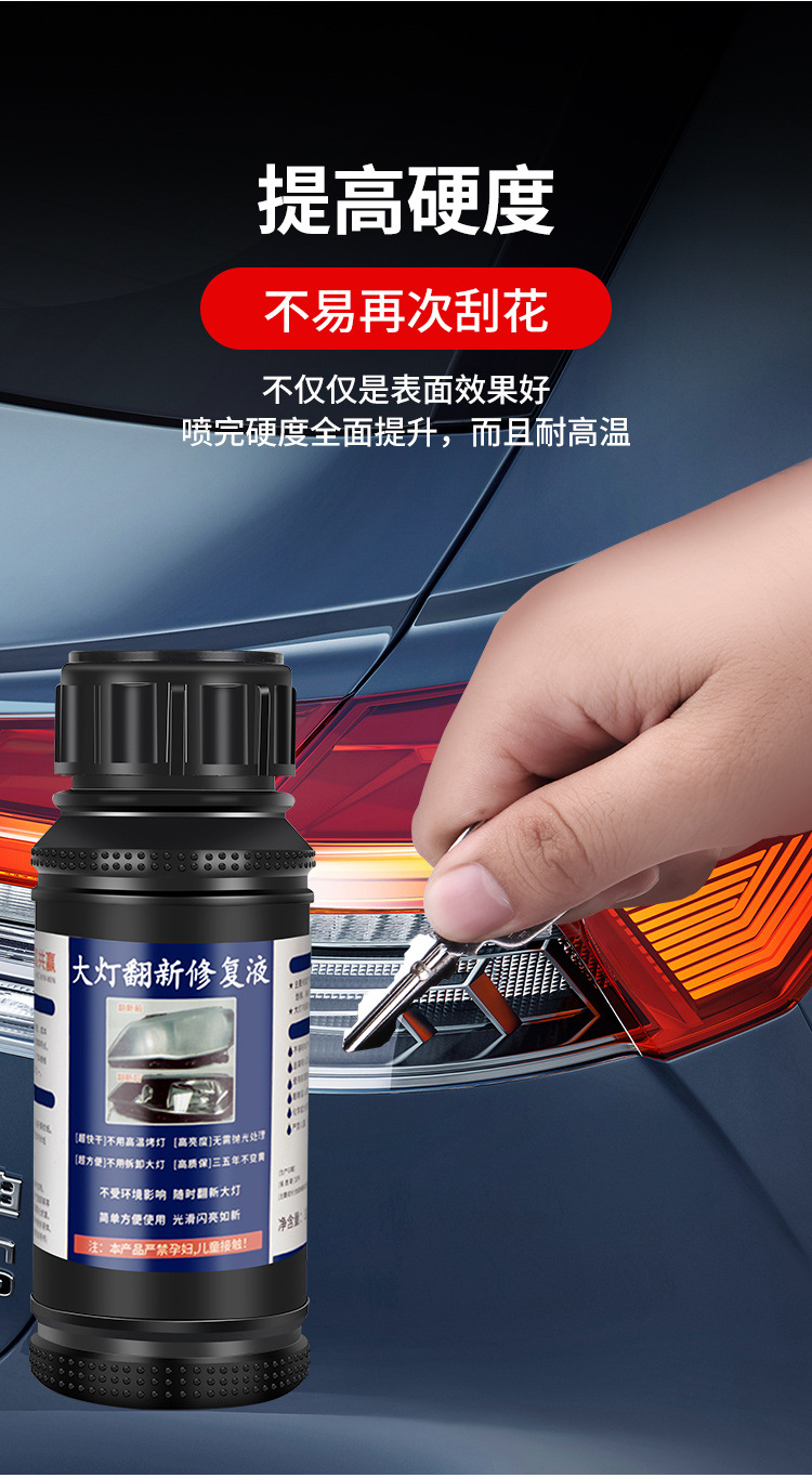 Car Headlight Refurbishment Repair Fluid Kit Magic Tool for Polishing Car Lights, Removing Scratches and Yellowing, Quick-Brightening Cleaner for Light Covers