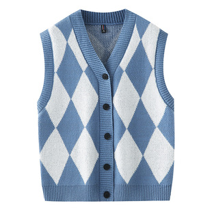 2022 Men's Knitwear Autumn and Winter New Men's Pullover Loose Fashionable Korean Casual Vest Sweater Knitwear