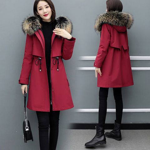 Parker 2025 New Women's Imitation Fox Fur Collar Fleece-Lined Thickeneded Shell Detachable Mid-Length Fur Jacket