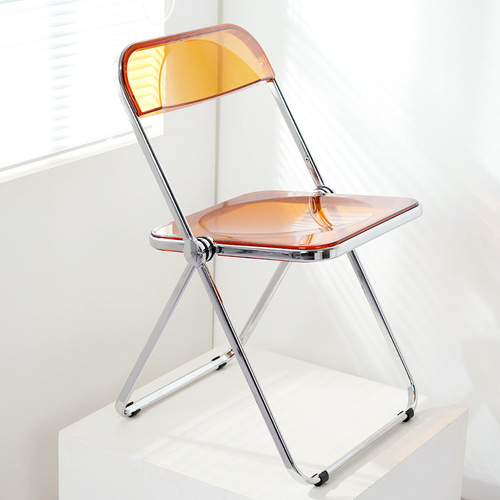 Internet celebrity crystal folding chair, acrylic fashion transparent dining chair back stool ins clothing store photo makeup chair