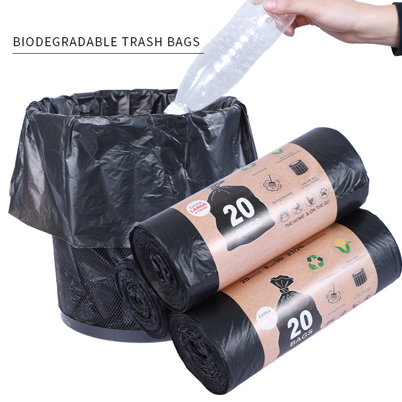 Amazon negro almidón base de basura degradable bolsa de basura engrosada aumentar la bolsa de reemplazo de inodoro desechable limpieza mayorista