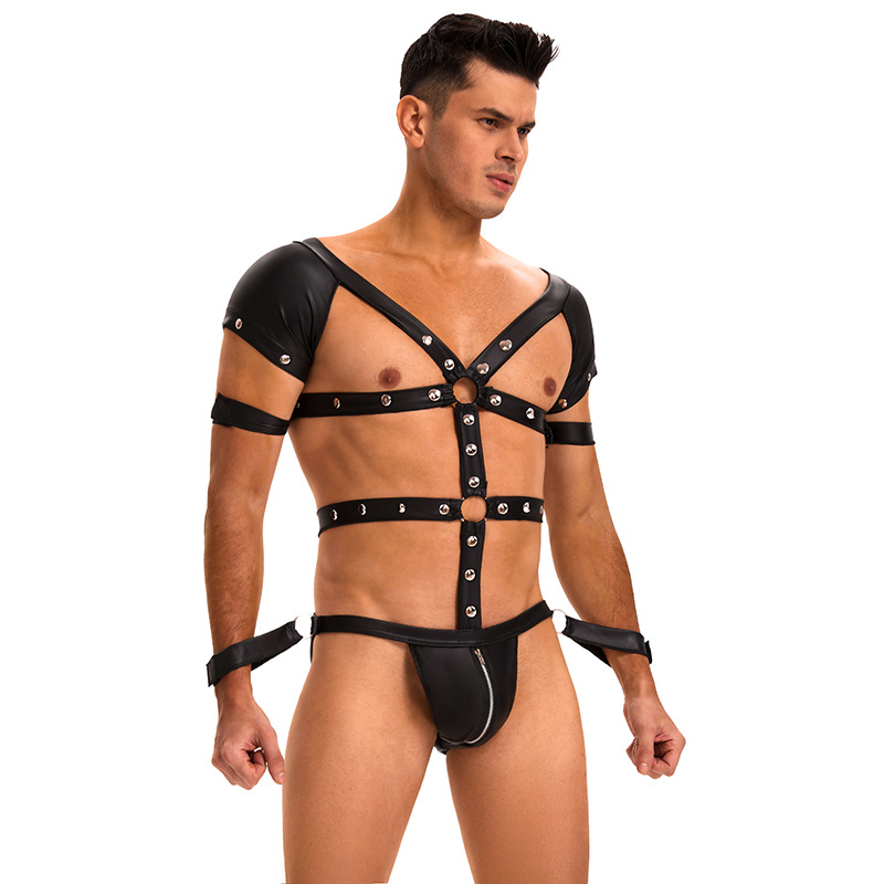 Transfronterizos exclusivos para hombres europeos y estadounidenses atados bondage camiseta clube SM coqueteo seducción ropa interior sexy camarero uniforme