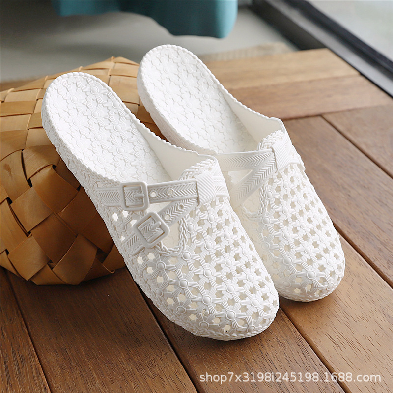 Zapatillas antideslizantes Baño de cueva de Baotou de fondo plano de verano para personas de mediana edad y ancianos