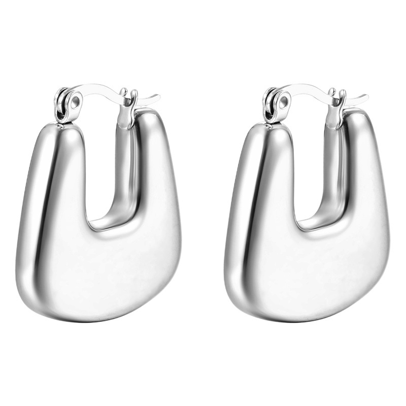 18K Horno De Oro galvanoplastia hebilla de oreja hueca de acero de titanio de las mujeres pendientes huecos de acero inoxidable estilo ins tendencia de la moda europea y americana