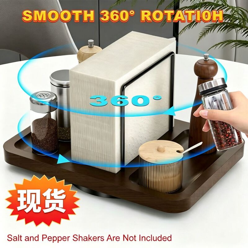 Cross-Border Wooden Rotating Tray Household Desktop Storage Paper Towel Kitchen Spice Bottle Kitchen Paper Storage Rack Cross-Border Wooden Rotating Tray Household Desktop Storage Paper Towel Kitchen Spice Bottle Kitchen Paper Storage Rack