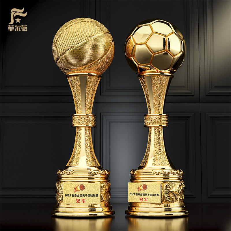 Trofeo de fútbol de baloncesto Campeón de la aldea BA Oro, plata y bronce Trofeo creativo de deportes de voleibol extra grande