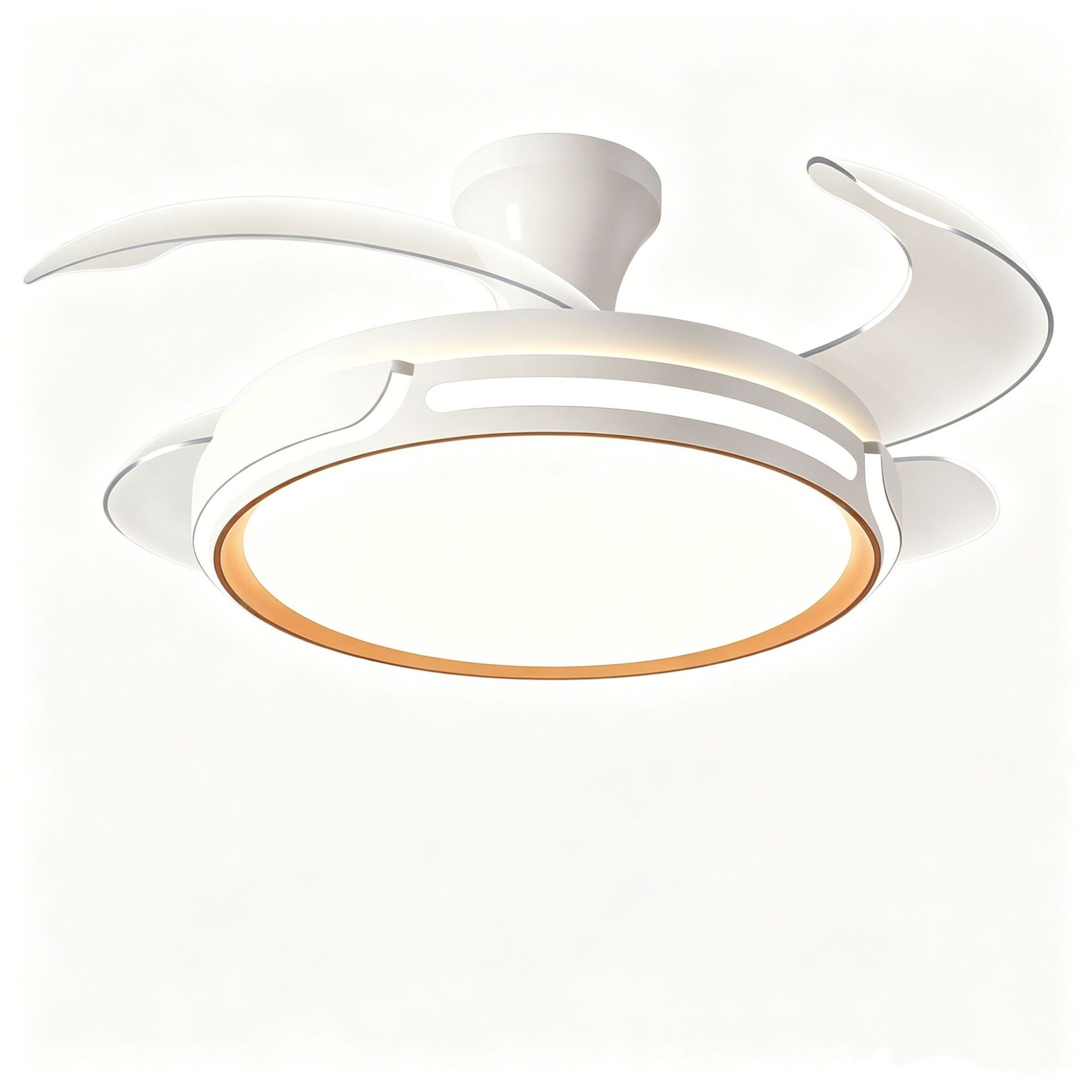 Lámpara de ventilador invisible del comedor moderno y simple hogar todo en uno silencioso convertidor inteligente de protección de los ojos lámpara de ventilador del dormitorio L696