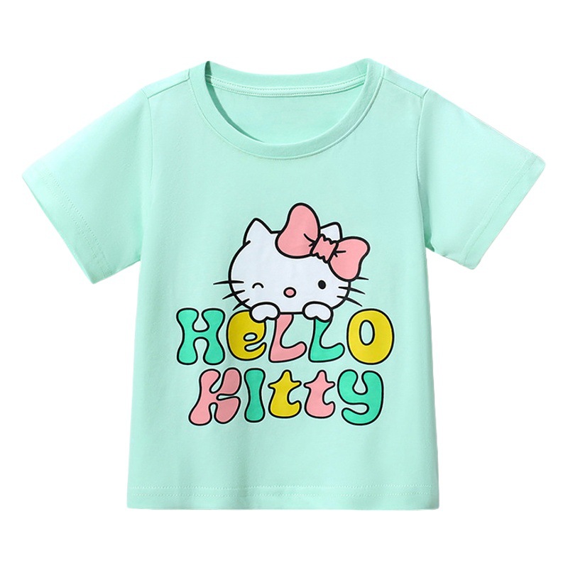 JOJO BEBE ropa para niños europeos y americanos verano nueva marca ropa para niños Camiseta cuello redondo algodón manga corta Camiseta de niña de dibujos animados