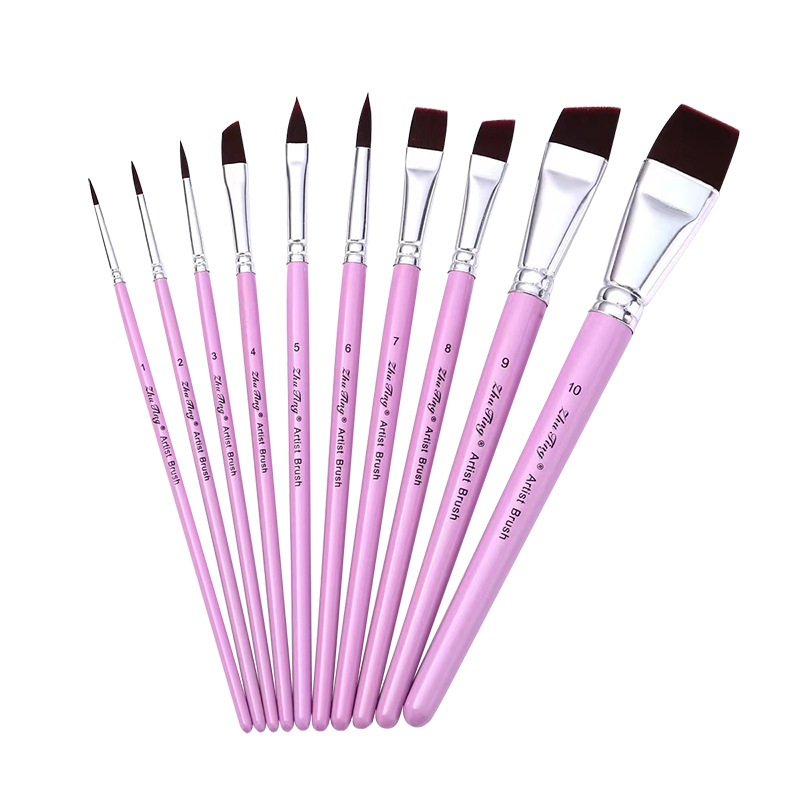Ventas transfronterizas calientes de pintura facial cepillo de teñido de color de agua cepillo de línea de pincel de dibujo profesional de 10 piezas