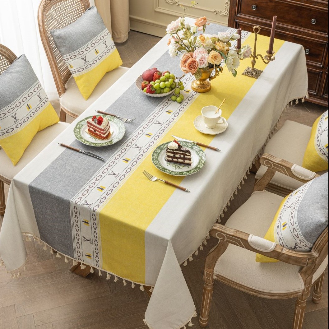 Tablecloth Imitation Linen Printing Waterproof and Oil-proof No-washable Bohemian Ethnic Style Dining Table Fabric Rectangular Coffee Table Desk