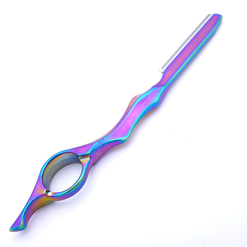 Fábrica directa peluquería metal peluquero pelo corte cuchillo fino pelo roto fino cuchillo con cuchilla dentada mano raspador