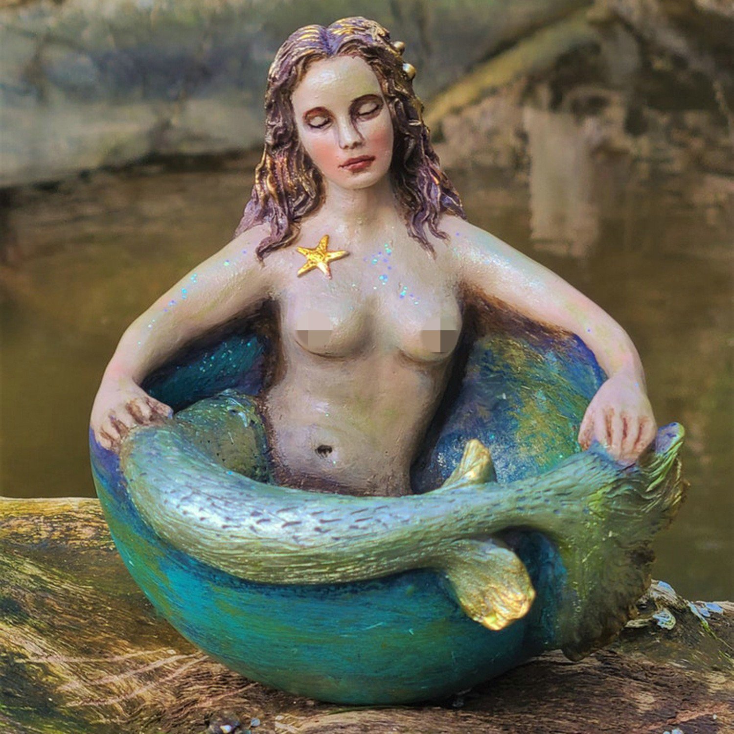 Cross-border Ocean Goddess Mermaid bowl ashtray sculpture resin ornament mermaid garden resin decoration