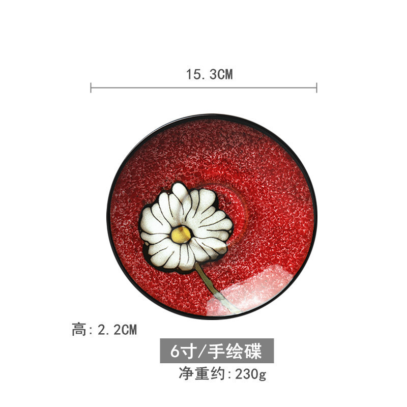 創意的な手描きの釉薬の下で色彩の陶磁器の皿の家庭用の野菜の皿の冷たい野菜の皿の果物のお菓子の皿の6寸は骨の皿のかすの皿を吐きます。|undefined