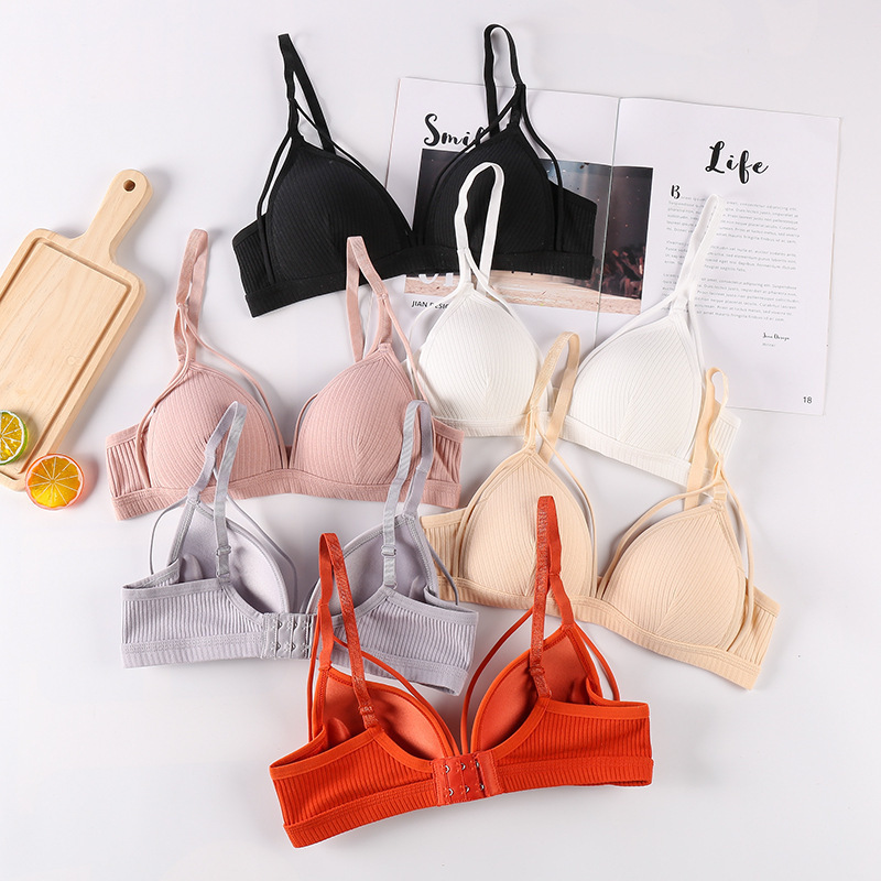 Summer Thin Breathable Back Breasted Sexy Beautiful Back Small Chest Push-up One-piece Student Girl's Non-steel Ring Wrap Chest