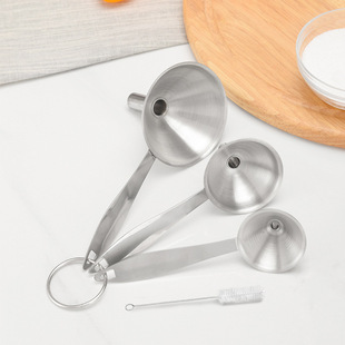 Stainless Steel Funnel Three-piece Set Mini Small Funnel Oil Vinegar Wine Spice Essential Oil Filling Sauce Leakage Household Oil Leakage Wine